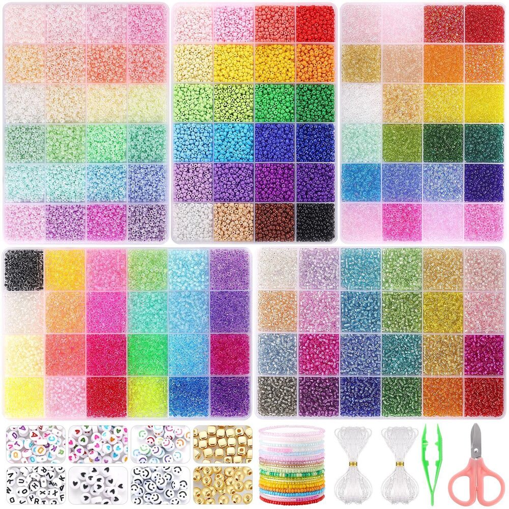 8635 70000pcs+ 3mm Seed Beads for Jewelry Making, 5 Types 240 Colors Small